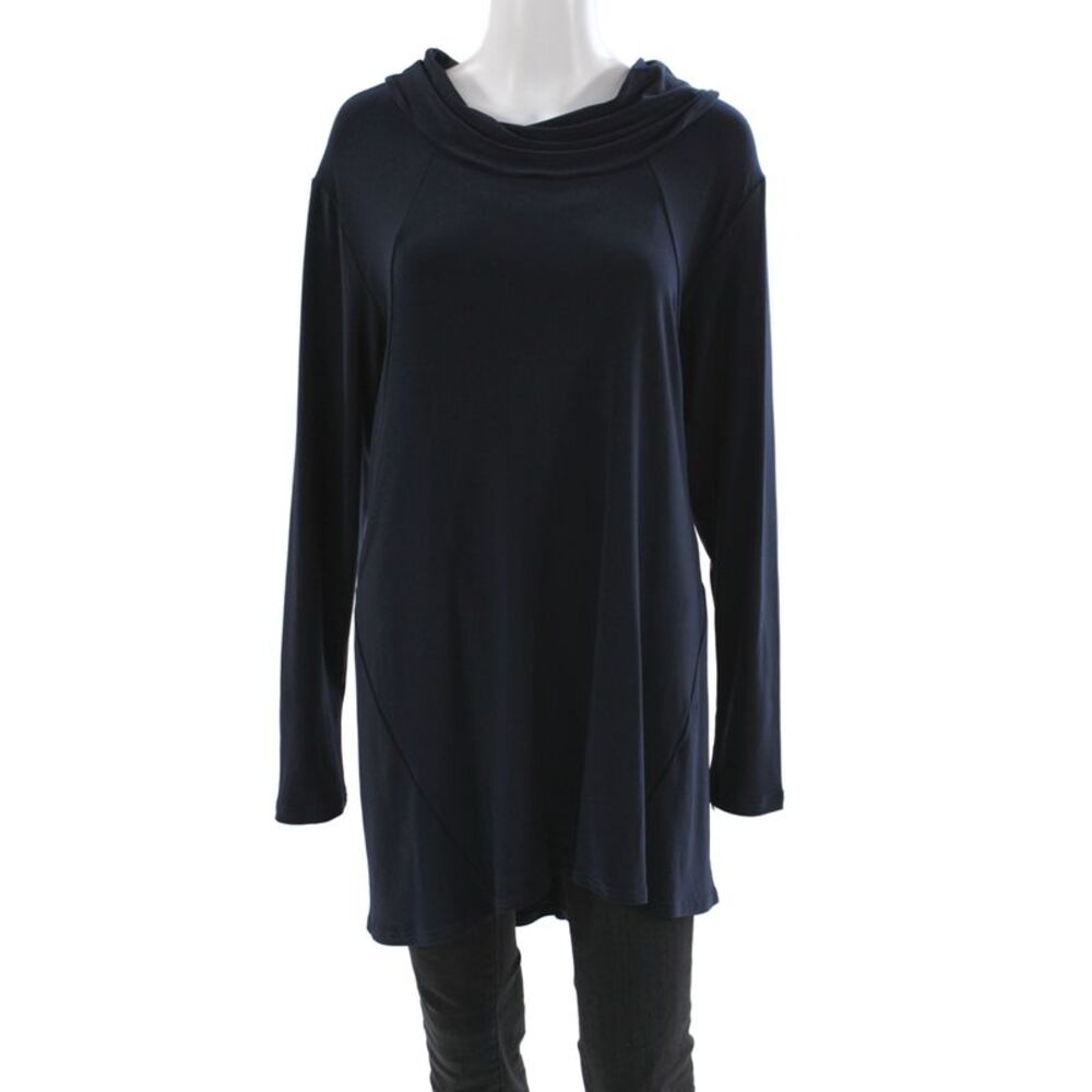 Sympli Women Tunic Blouse Cowl Neck Long Sleeve Blue Size 16